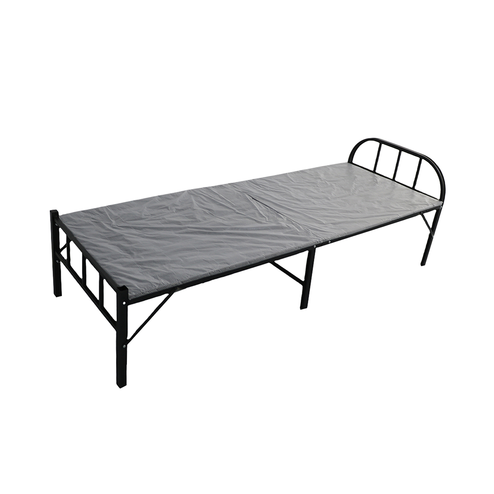 Foldable iron frame bed with strong load-bearing capacity, China foldable single bed, cross-border export wholesale